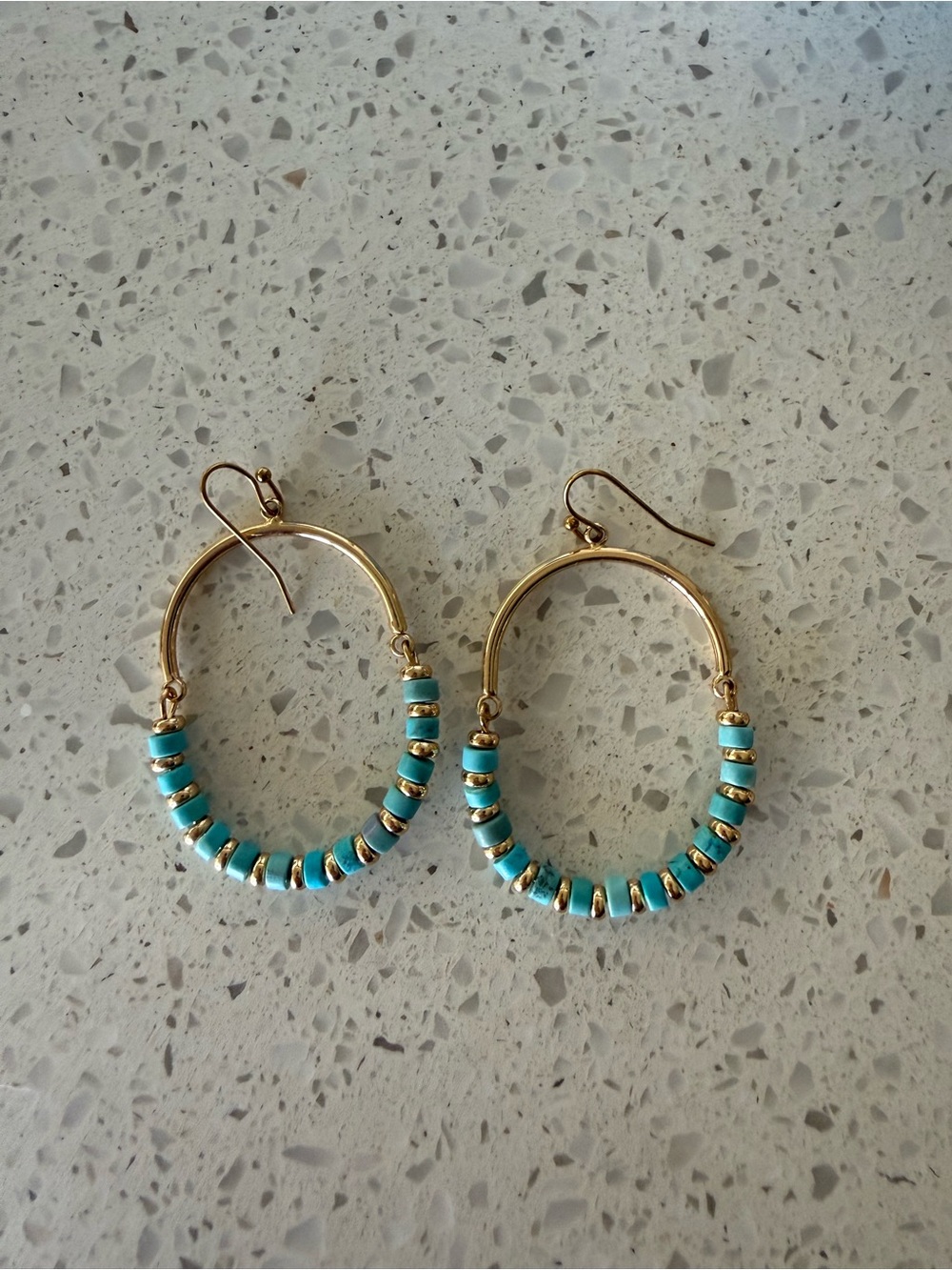 Kinsley Armelle Gold Hoops with Turquoise Beads